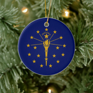 Staatsflagge in Indiana Keramik Ornament