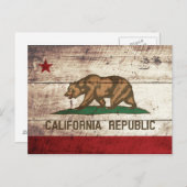Staatsflagge in Kalifornien für alten Holzkorn Postkarte (Vorne/Hinten)