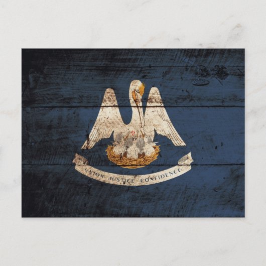 Staatsflagge in Louisiana auf Altholzkörnern Postkarte (Vorderseite)