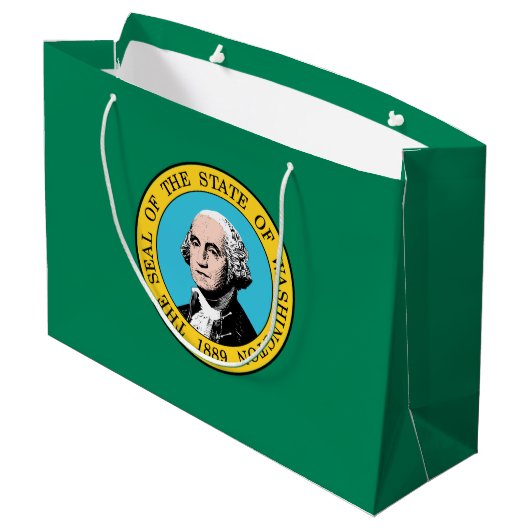 Staatsflagge in Washington Große Geschenktüte (Rückseite Schrägansicht)