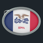 Staatsflagge Iowa Ovale Gürtelschnalle<br><div class="desc">Patriotische Iowa-Staatsflagge.</div>