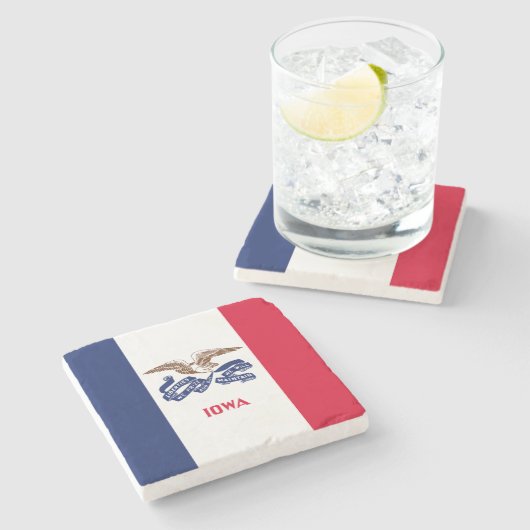 Staatsflagge Iowa Steinuntersetzer (Seitenansicht)