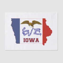 Staatsflagge Iowa und Karte Seidenpapier