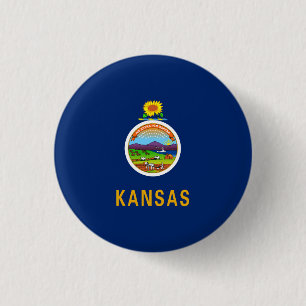 Staatsflagge Kansas Button
