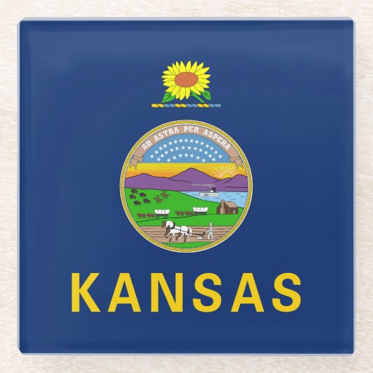 Staatsflagge Kansas Glasuntersetzer (Vorderseite)