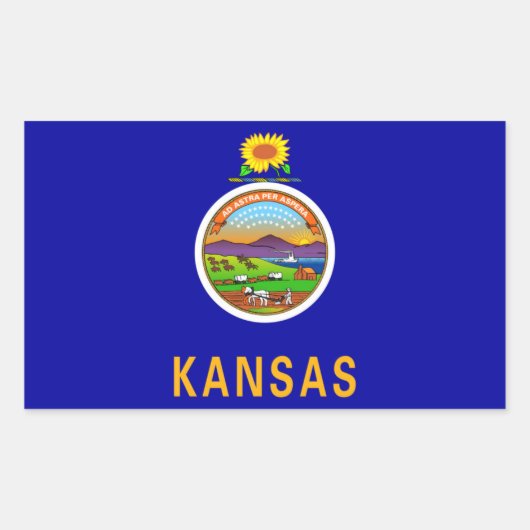 Staatsflagge Kansas Rechteckiger Aufkleber (Vorderseite)