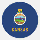 Staatsflagge Kansas Runder Aufkleber (Vorderseite)
