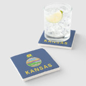 Staatsflagge Kansas Steinuntersetzer (Seitenansicht)