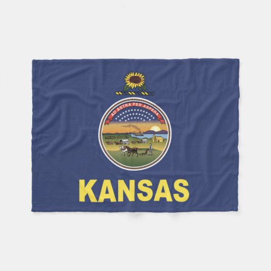 Staatsflagge Kansas, USA Fleecedecke (Vorderseite (Horizontal))
