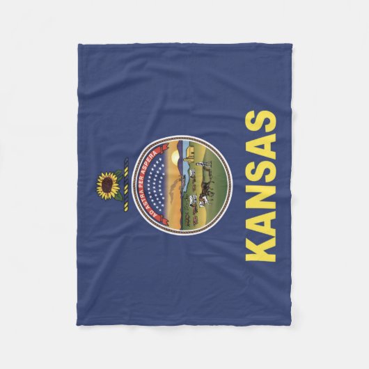 Staatsflagge Kansas, USA Fleecedecke (Vorderseite)