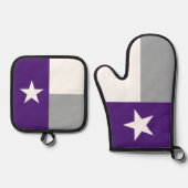 Staatsflagge lila & silbergrau von Texas Ofenhandschuh & Topflappen-Set (Vorderseite)