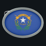 Staatsflagge Nevada Ovale Gürtelschnalle<br><div class="desc">Patriotische Nevada-Staatsflagge.</div>