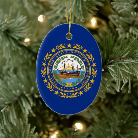 Staatsflagge New Hampshire Keramik Ornament (Baum)