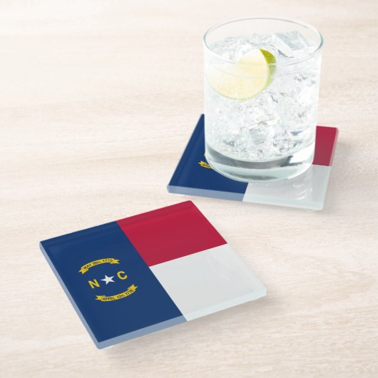 Staatsflagge North Carolina Glasuntersetzer (Schrägansicht)