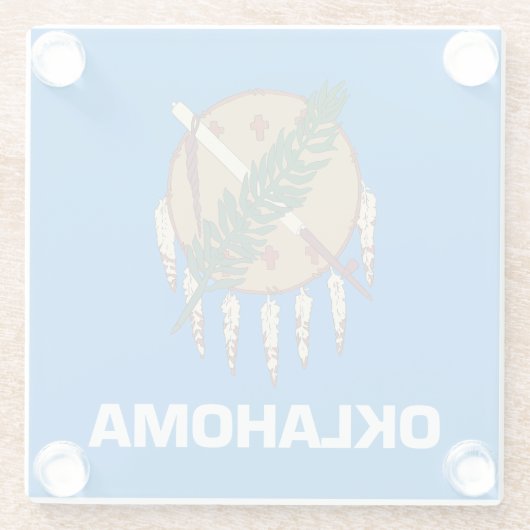 Staatsflagge Oklahoma Glasuntersetzer (Rückseite)