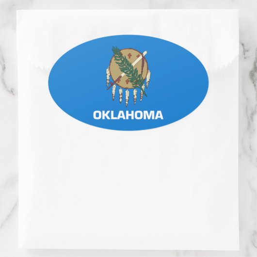 Staatsflagge Oklahoma Ovaler Aufkleber (Tasche)