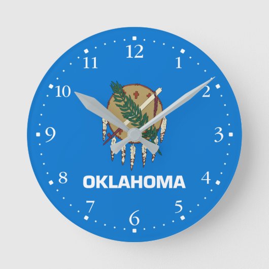 Staatsflagge Patriotic Oklahoma Runde Wanduhr (Vorderseite)