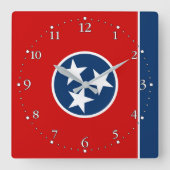 Staatsflagge Patriotic Tennessee Quadratische Wanduhr (Vorderseite)