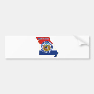 Staatsflagge und Karte von Missouri Autoaufkleber