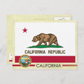 Staatsflagge und Siegel in Kalifornien Postkarte (Vorne/Hinten)