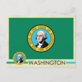 Staatsflagge und Siegel in Washington Postkarte (Vorderseite)