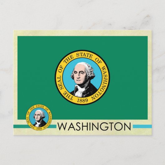 Staatsflagge und Siegel in Washington Postkarte (Vorderseite)