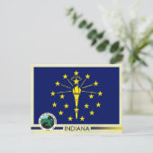 Staatsflagge und Siegel Indiana Postkarte (Stehend Vorderseite)