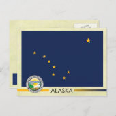 Staatsflagge und Siegel von Alaska Postkarte (Vorne/Hinten)