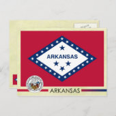 Staatsflagge und Siegel von Arkansas Postkarte (Vorne/Hinten)