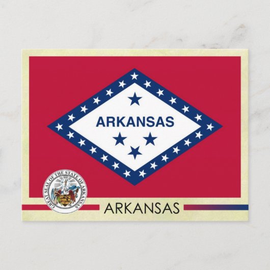 Staatsflagge und Siegel von Arkansas Postkarte (Vorderseite)