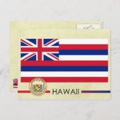 Staatsflagge und Siegel von Hawaii Postkarte (Vorne/Hinten)