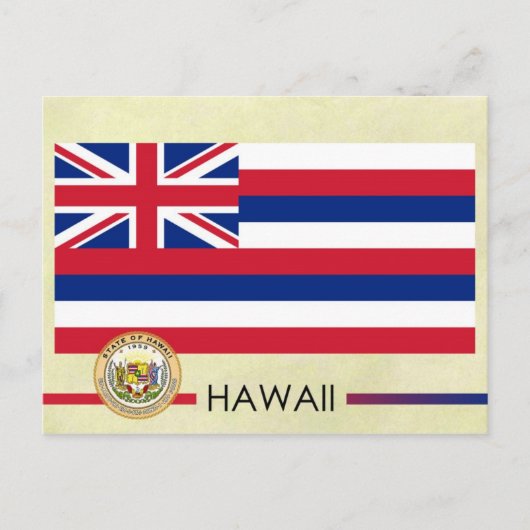 Staatsflagge und Siegel von Hawaii Postkarte (Vorderseite)