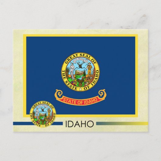 Staatsflagge und Siegel von Idaho Postkarte (Vorderseite)