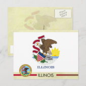 Staatsflagge und Siegel von Illinois Postkarte (Vorne/Hinten)