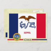Staatsflagge und Siegel von Iowa Postkarte (Vorne/Hinten)