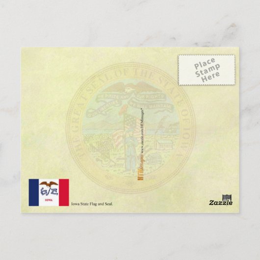 Staatsflagge und Siegel von Iowa Postkarte (Rückseite)