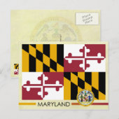 Staatsflagge und Siegel von Maryland Postkarte (Vorne/Hinten)