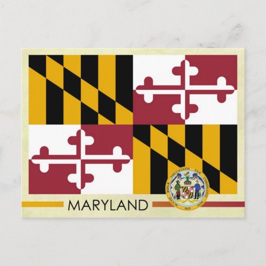 Staatsflagge und Siegel von Maryland Postkarte (Vorderseite)