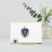 Staatsflagge und Siegel von Massachusetts Postkarte (Stehend Vorderseite)