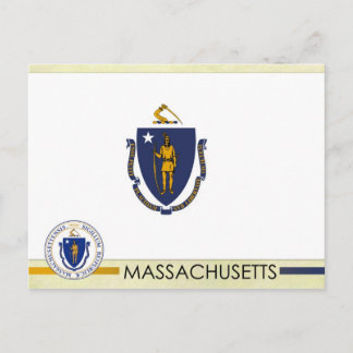 Staatsflagge und Siegel von Massachusetts Postkarte