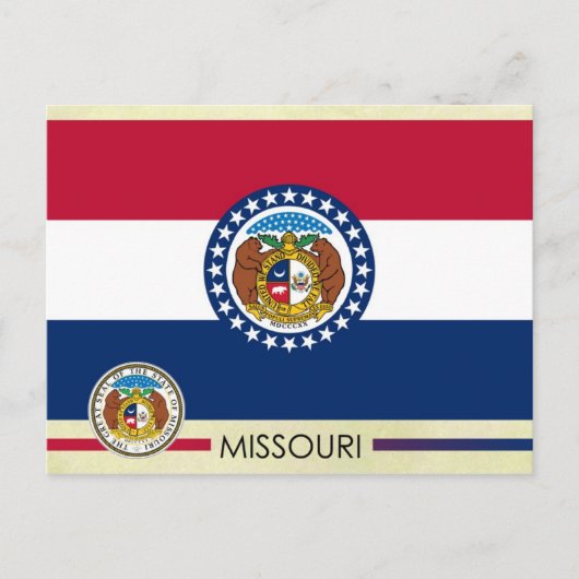 Staatsflagge und Siegel von Missouri Postkarte (Vorderseite)