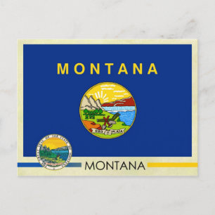 Staatsflagge und Siegel von Montana Postkarte