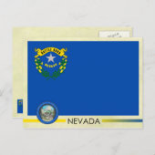 Staatsflagge und Siegel von Nevada Postkarte (Vorne/Hinten)
