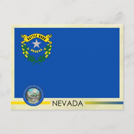 Staatsflagge und Siegel von Nevada Postkarte (Vorderseite)
