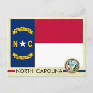 Staatsflagge und Siegel von North Carolina Postkarte