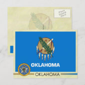 Staatsflagge und Siegel von Oklahoma Postkarte (Vorne/Hinten)