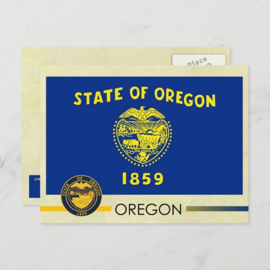 Staatsflagge und Siegel von Oregon Postkarte (Vorne/Hinten)