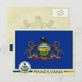 Staatsflagge und Siegel von Pennsylvania Postkarte (Vorne/Hinten)