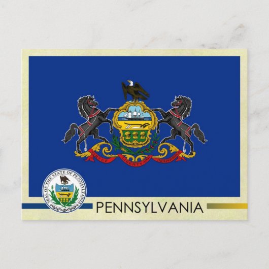 Staatsflagge und Siegel von Pennsylvania Postkarte (Vorderseite)
