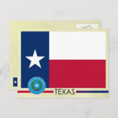 Staatsflagge und Siegel von Texas Postkarte (Vorne/Hinten)